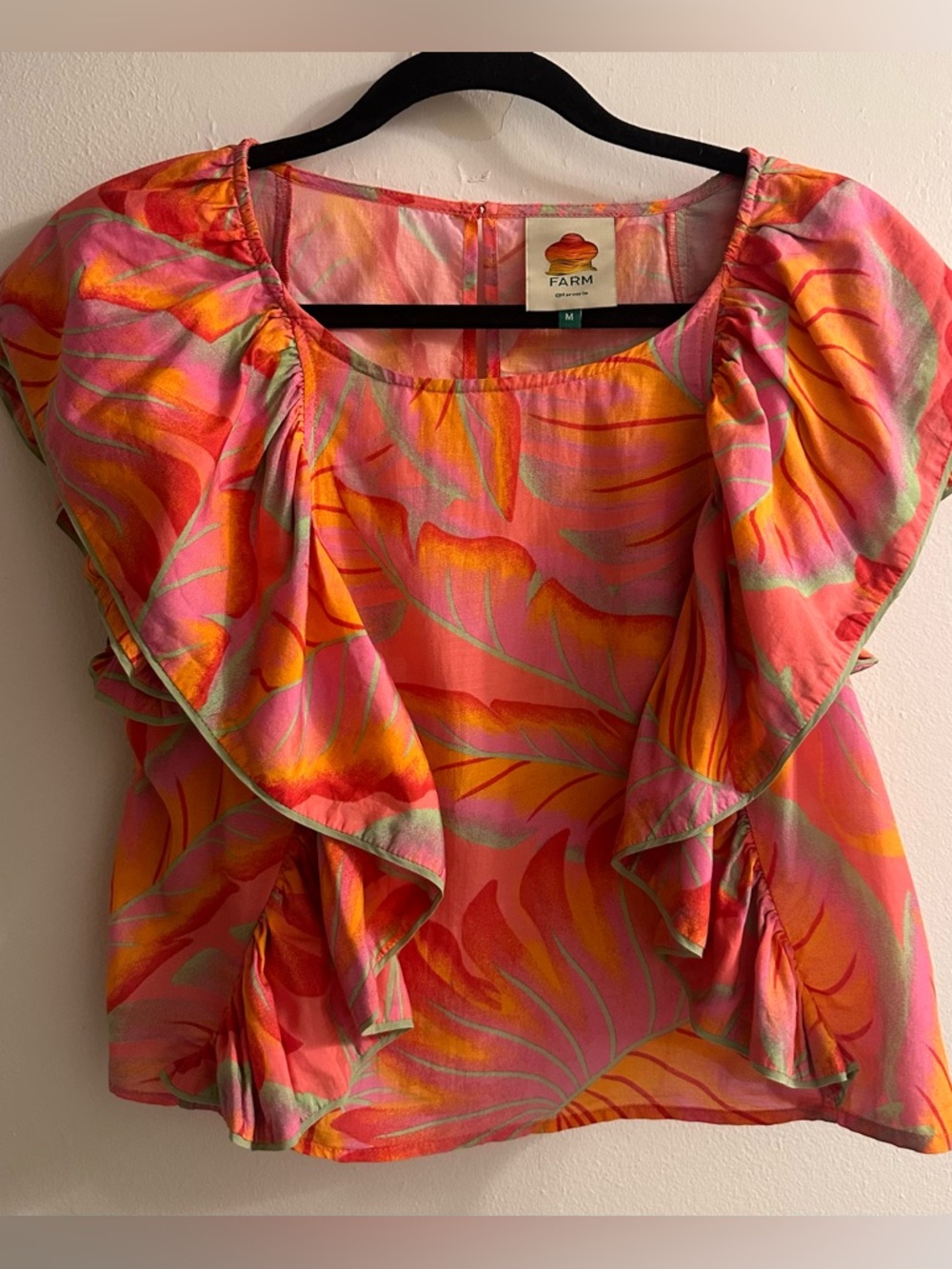 Farm Rio Tropical Ruffle Sleeve Blouse - Picture 4 of 7